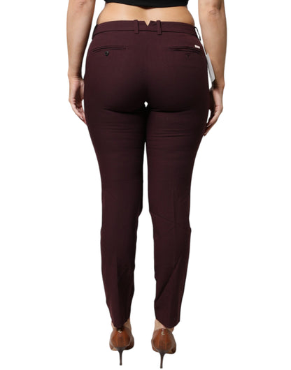 Aniye By Maroon Mid Waist Tapered Skinny Dress Pants by Aniye By