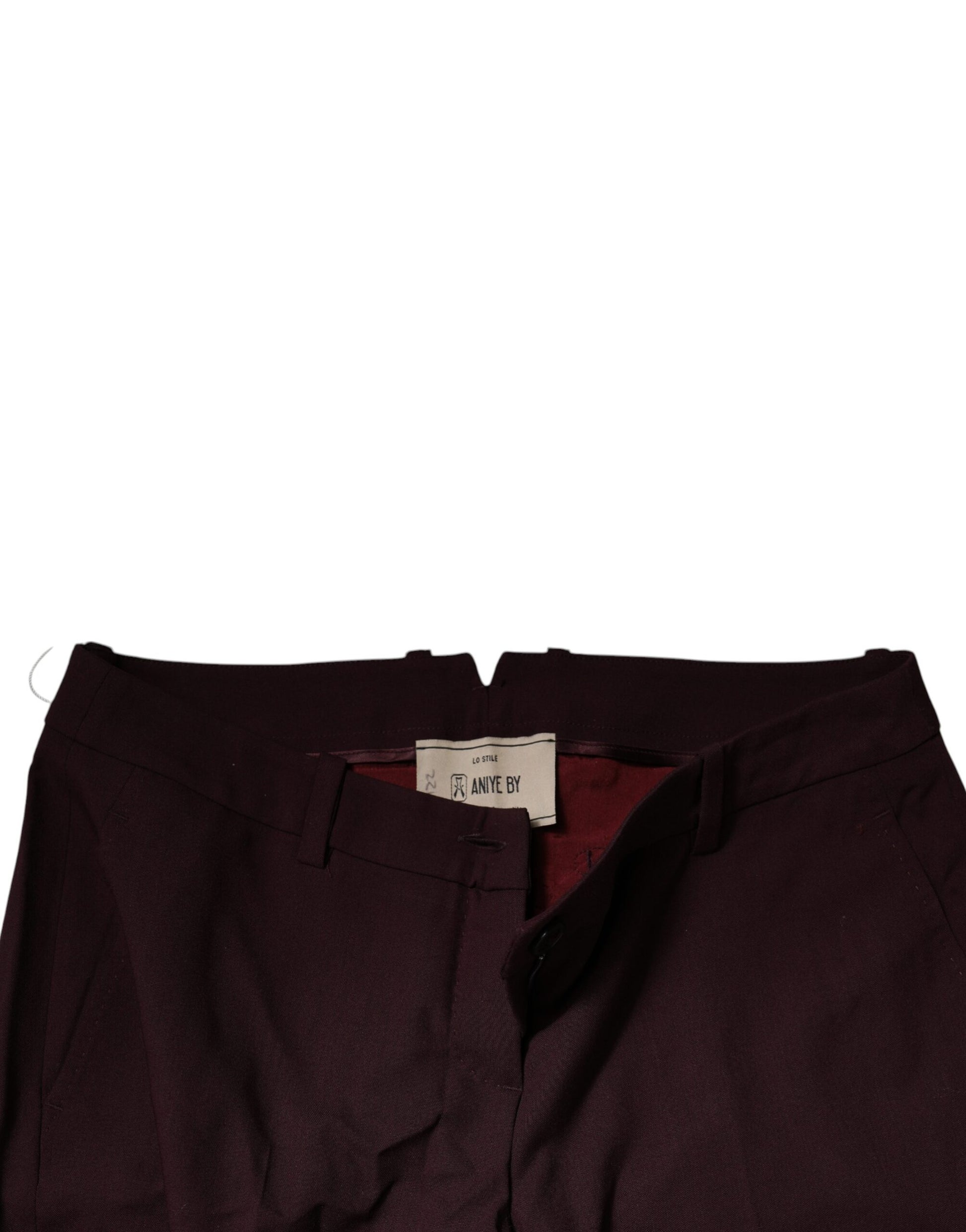 Aniye By Maroon Mid Waist Tapered Skinny Dress Pants by Aniye By