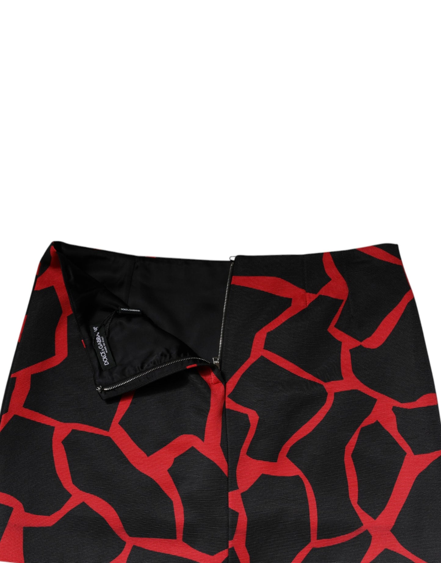 Dolce &amp; Gabbana Black Red Abstract Mid Waist A-line Mini Skirt