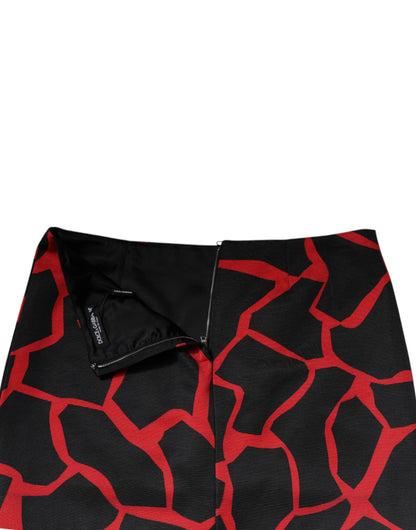 Dolce &amp; Gabbana Black Red Abstract Mid Waist A-line Mini Skirt
