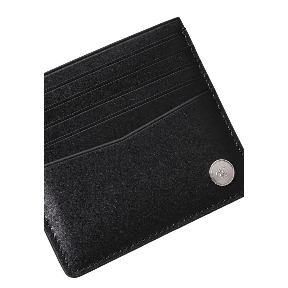 Portefeuille en cuir noir Calvin Klein Jeans