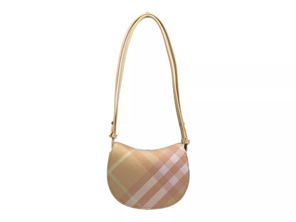 Sac bandoulière Burberry Mini Check Rocking Horse, pêche