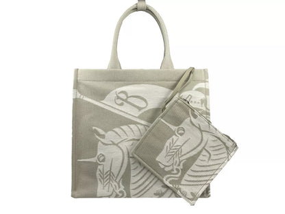 Sac fourre-tout Burberry EKD en toile avec pochette à monnaie beige