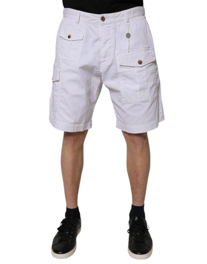Bermuda décontracté taille moyenne en denim cargo blanc Dsquared²
