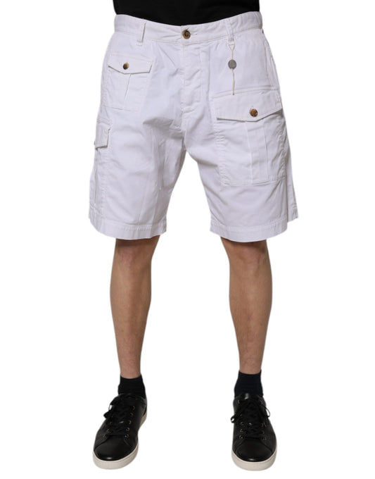 Bermuda décontracté taille moyenne en denim cargo blanc Dsquared²