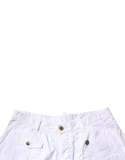 Bermuda décontracté taille moyenne en denim cargo blanc Dsquared²
