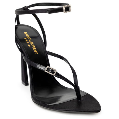 Saint Laurent Black Leather E Raso Sandal