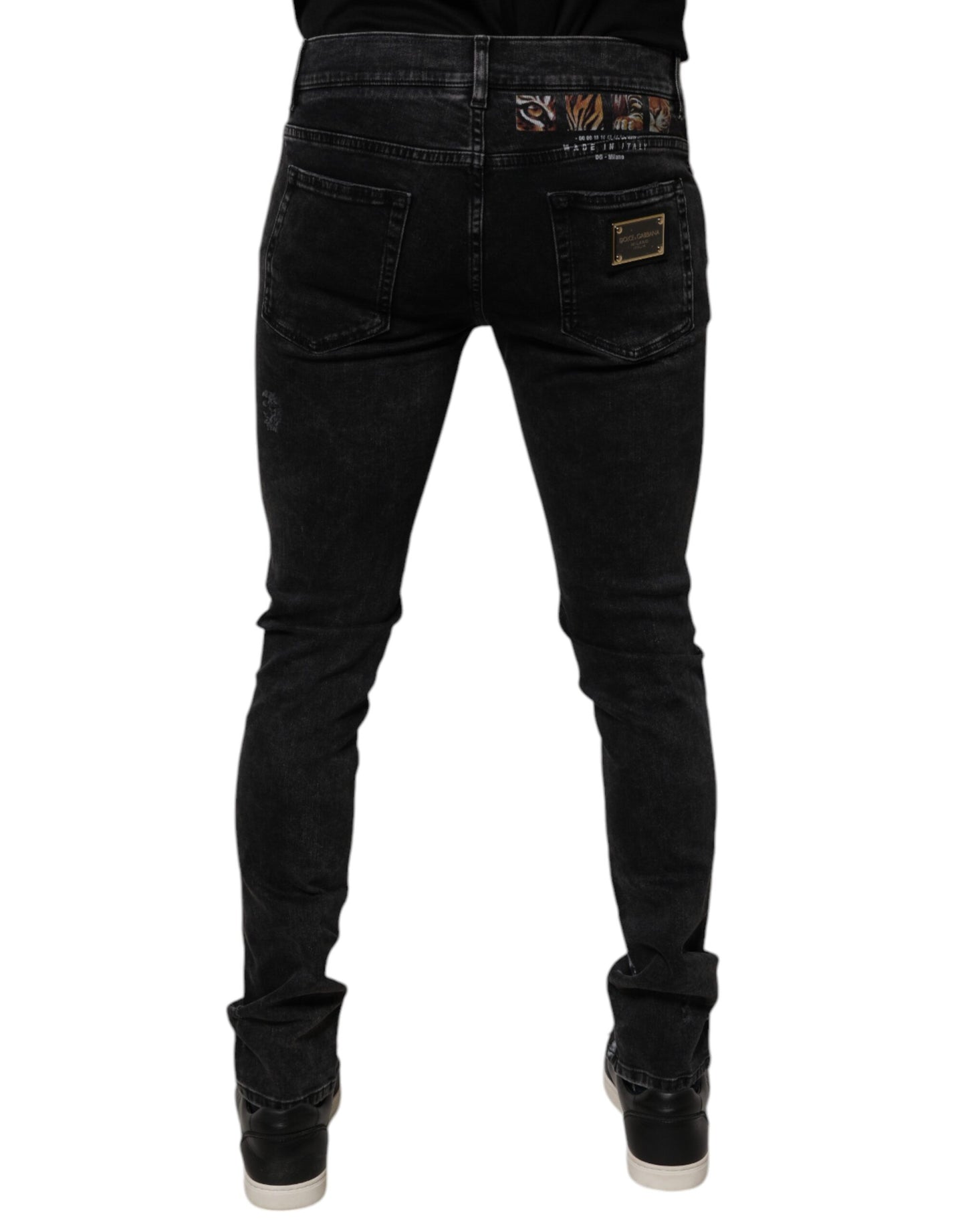 Dolce & Gabbana Black Tattered Cotton Skinny Men Denim Jeans by Dolce & Gabbana