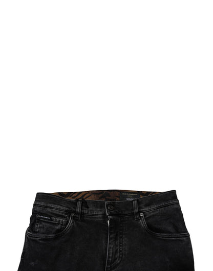 Dolce & Gabbana Black Tattered Cotton Skinny Men Denim Jeans by Dolce & Gabbana