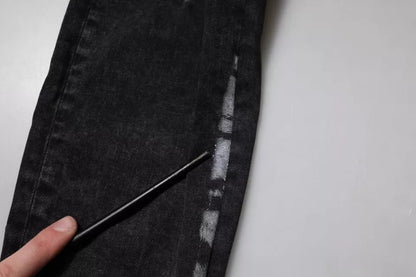 Dolce & Gabbana Black Tattered Cotton Skinny Men Denim Jeans by Dolce & Gabbana
