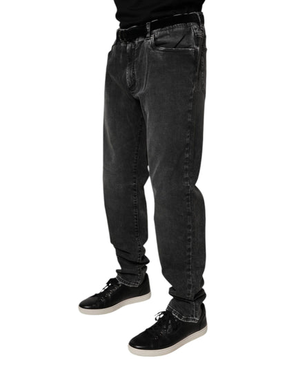 Dolce & Gabbana Black Cotton Stretch Skinny Men Denim Jeans by Dolce & Gabbana