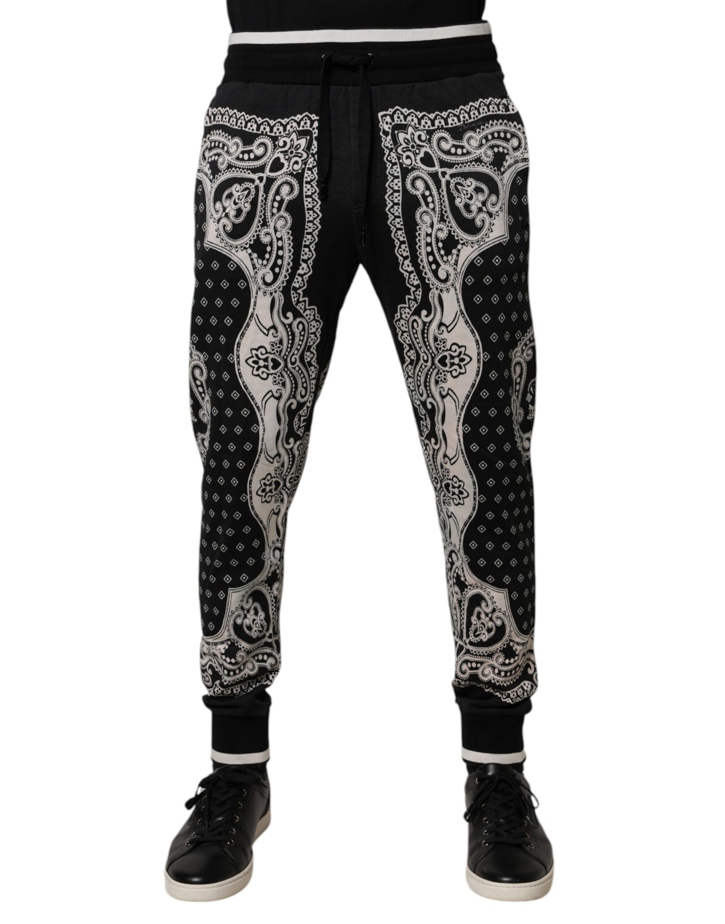 Dolce & Gabbana Black Bandana Cotton Jogger Pants by Dolce & Gabbana