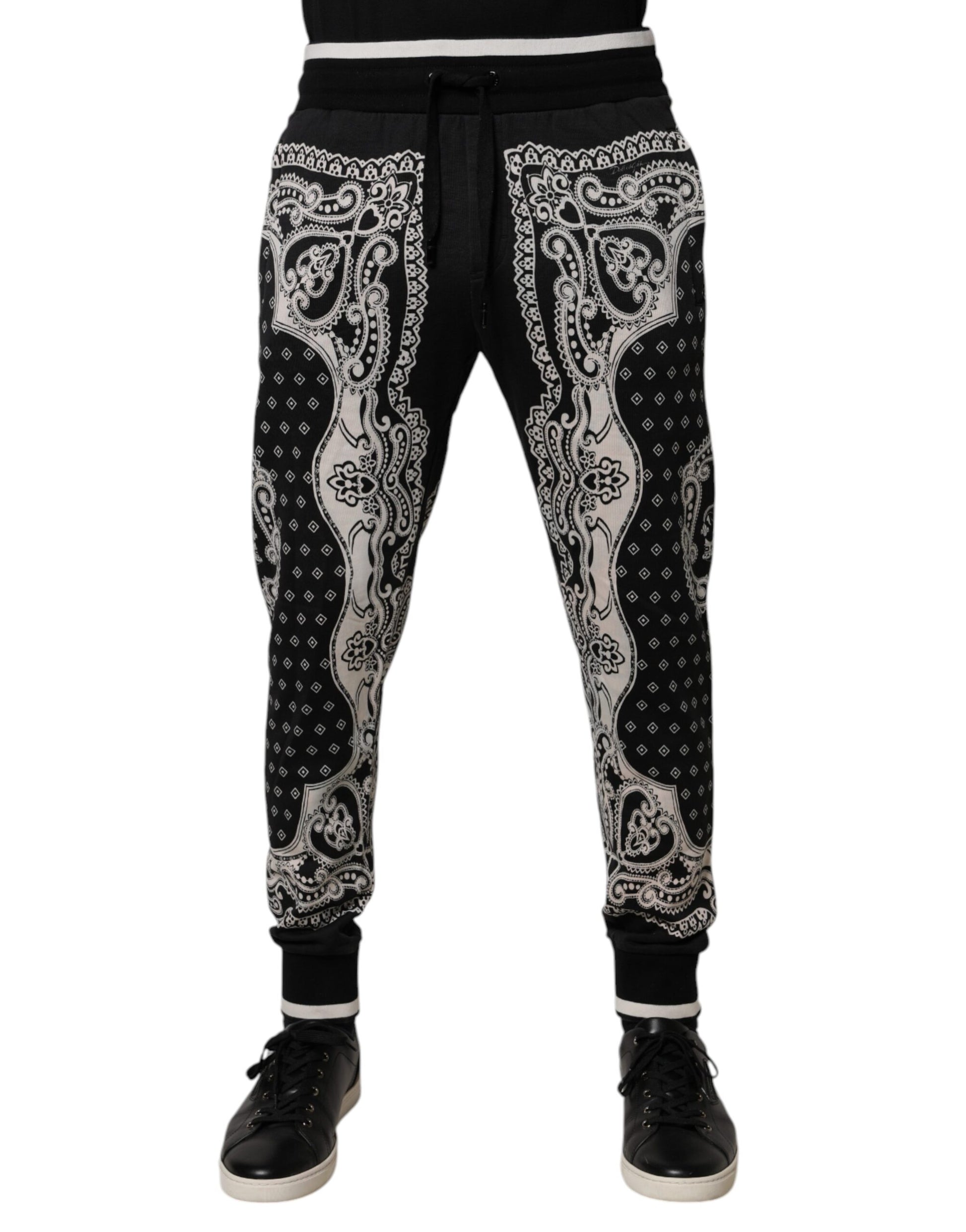 Dolce & Gabbana Black Bandana Cotton Jogger Pants by Dolce & Gabbana