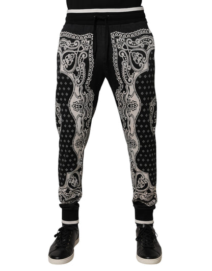 Dolce & Gabbana Black Bandana Cotton Jogger Pants by Dolce & Gabbana