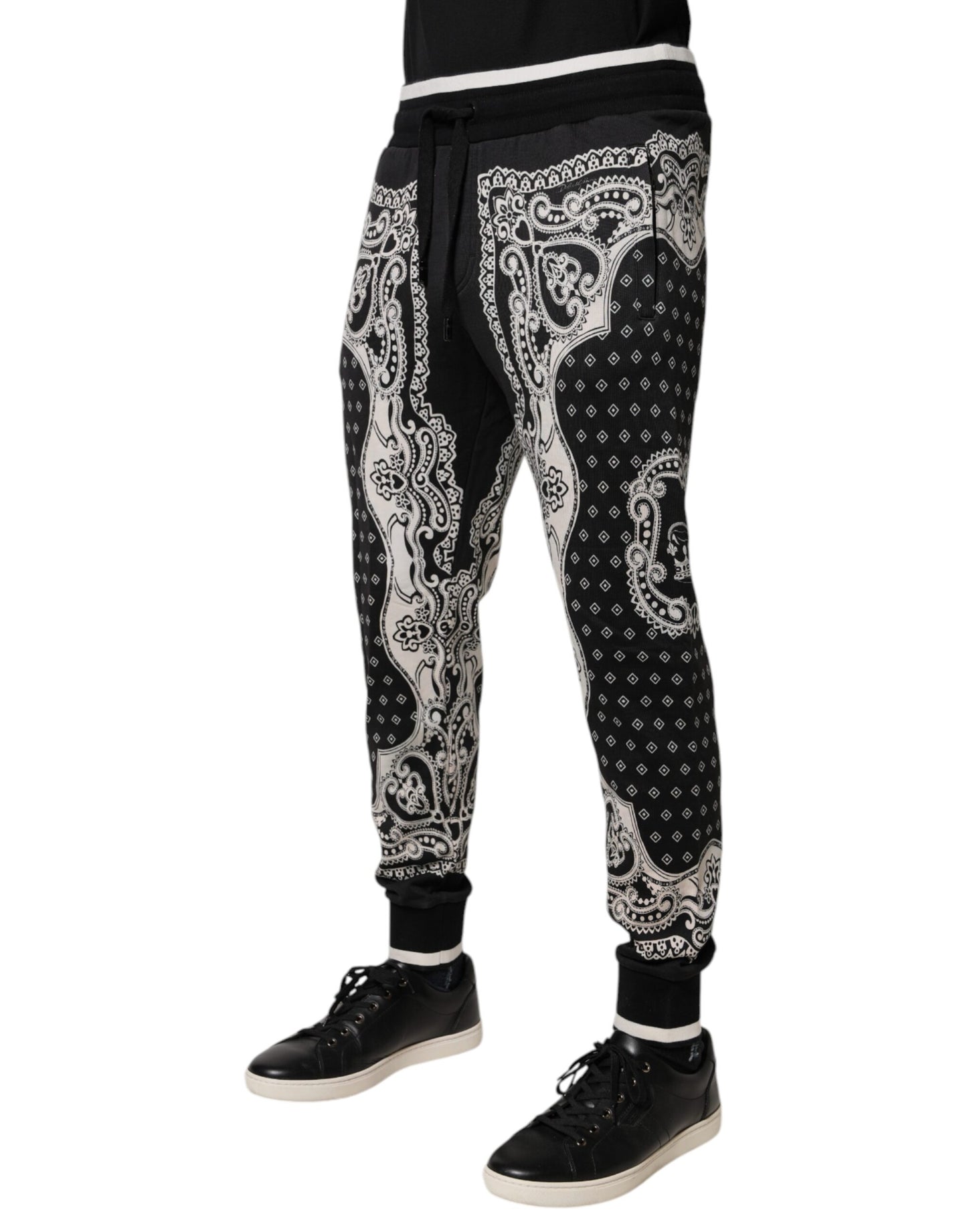 Dolce & Gabbana Black Bandana Cotton Jogger Pants by Dolce & Gabbana