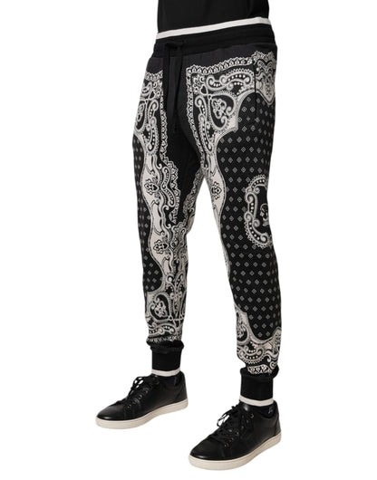 Dolce & Gabbana Black Bandana Cotton Jogger Pants by Dolce & Gabbana