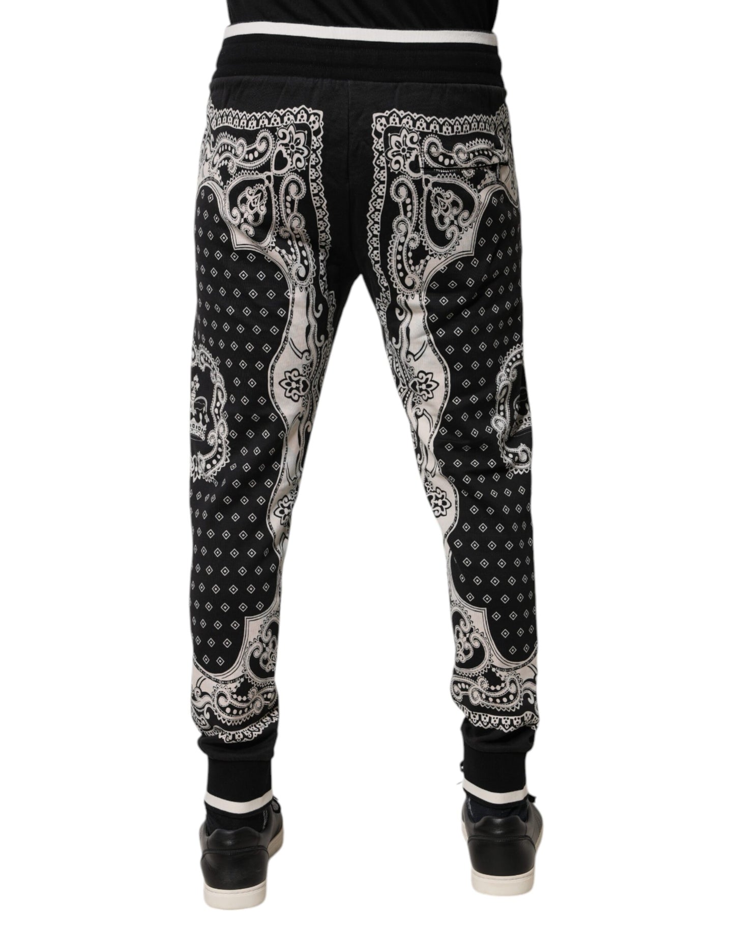 Dolce & Gabbana Black Bandana Cotton Jogger Pants by Dolce & Gabbana