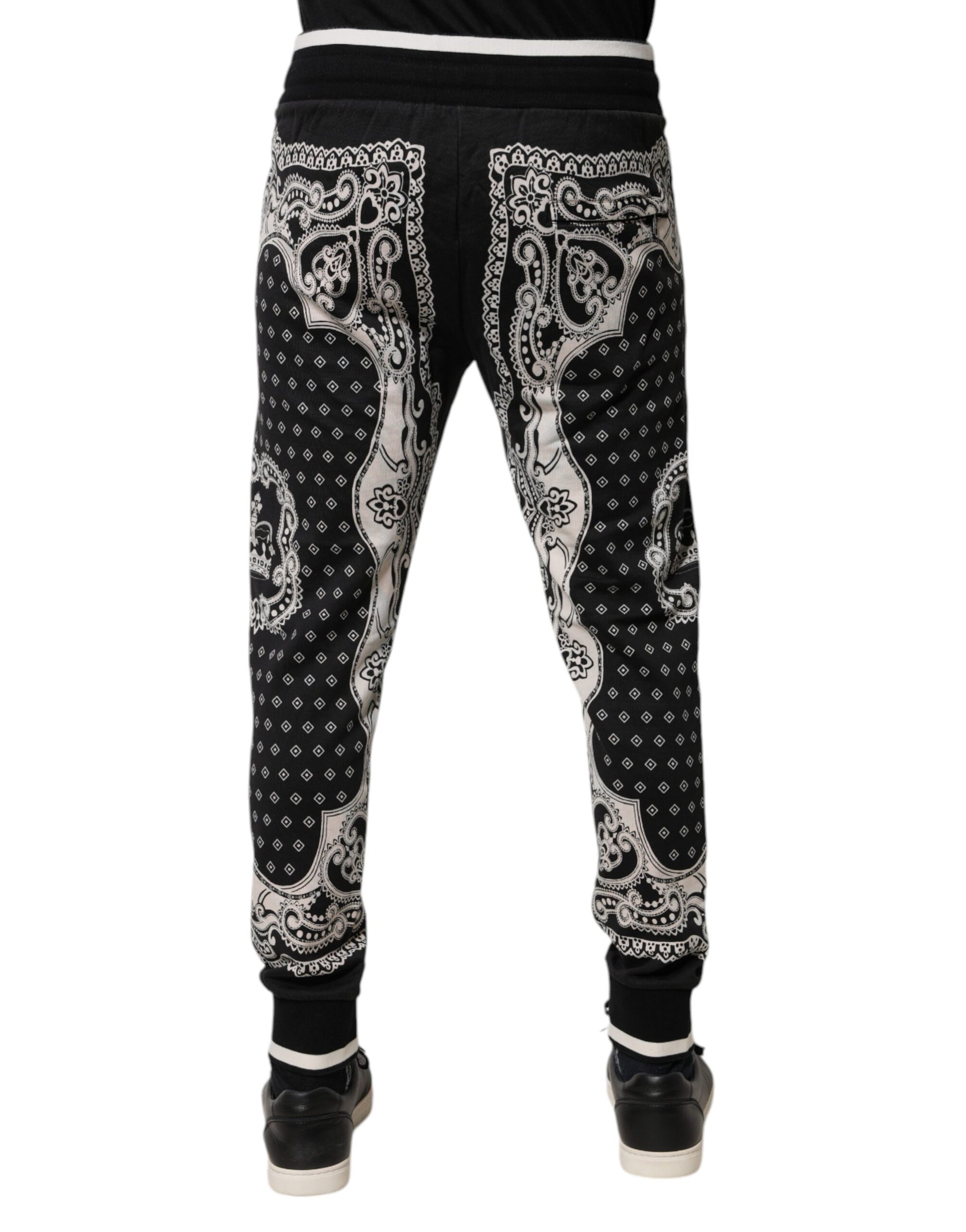 Dolce & Gabbana Black Bandana Cotton Jogger Pants by Dolce & Gabbana