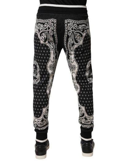 Dolce & Gabbana Black Bandana Cotton Jogger Pants by Dolce & Gabbana