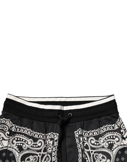 Dolce & Gabbana Black Bandana Cotton Jogger Pants by Dolce & Gabbana