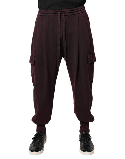 Dolce & Gabbana Dark Violet Cotton Cargo Jogger Pants by Dolce & Gabbana