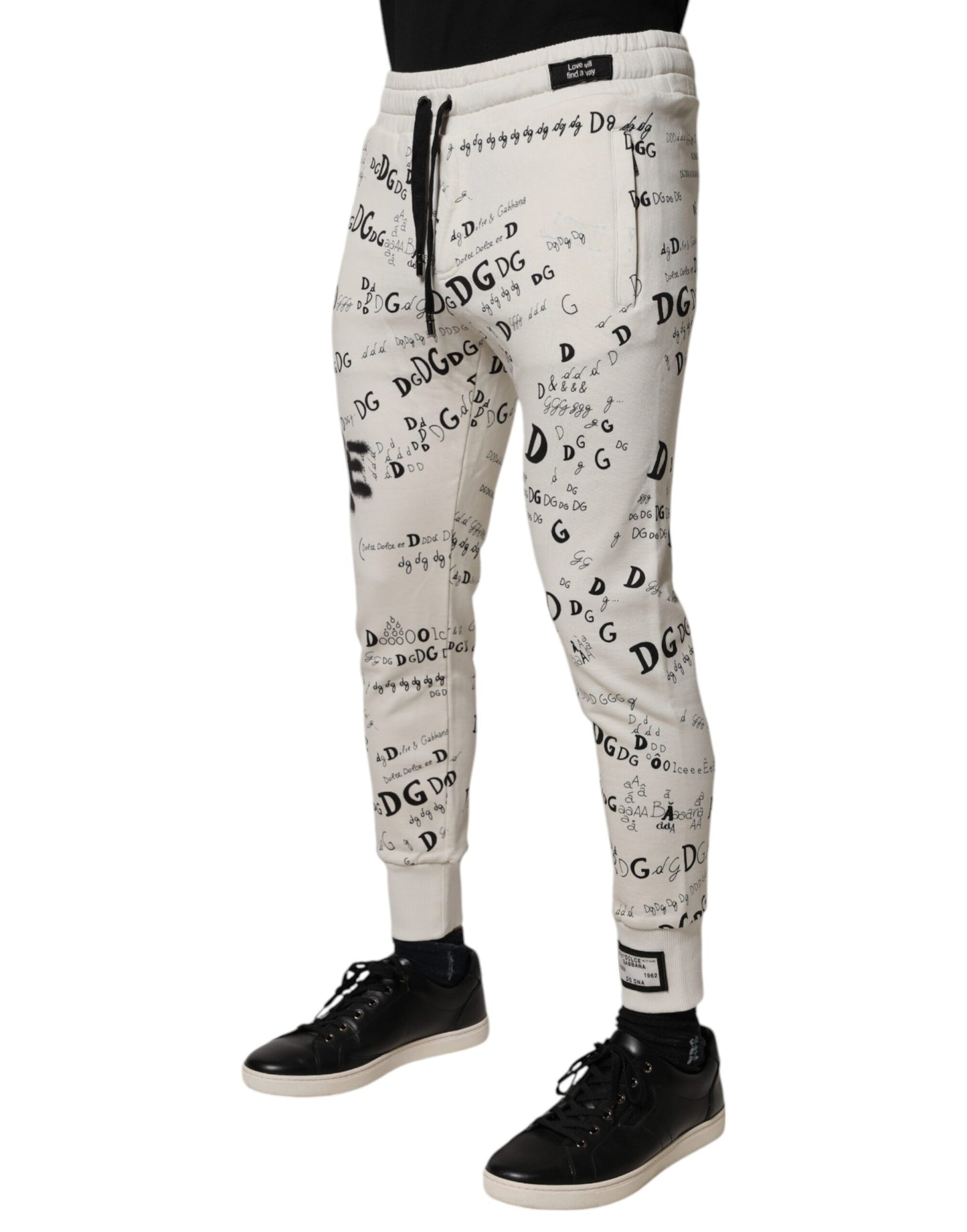 Dolce & Gabbana White Printed Cotton Jogger Sweatpants Pants by Dolce & Gabbana