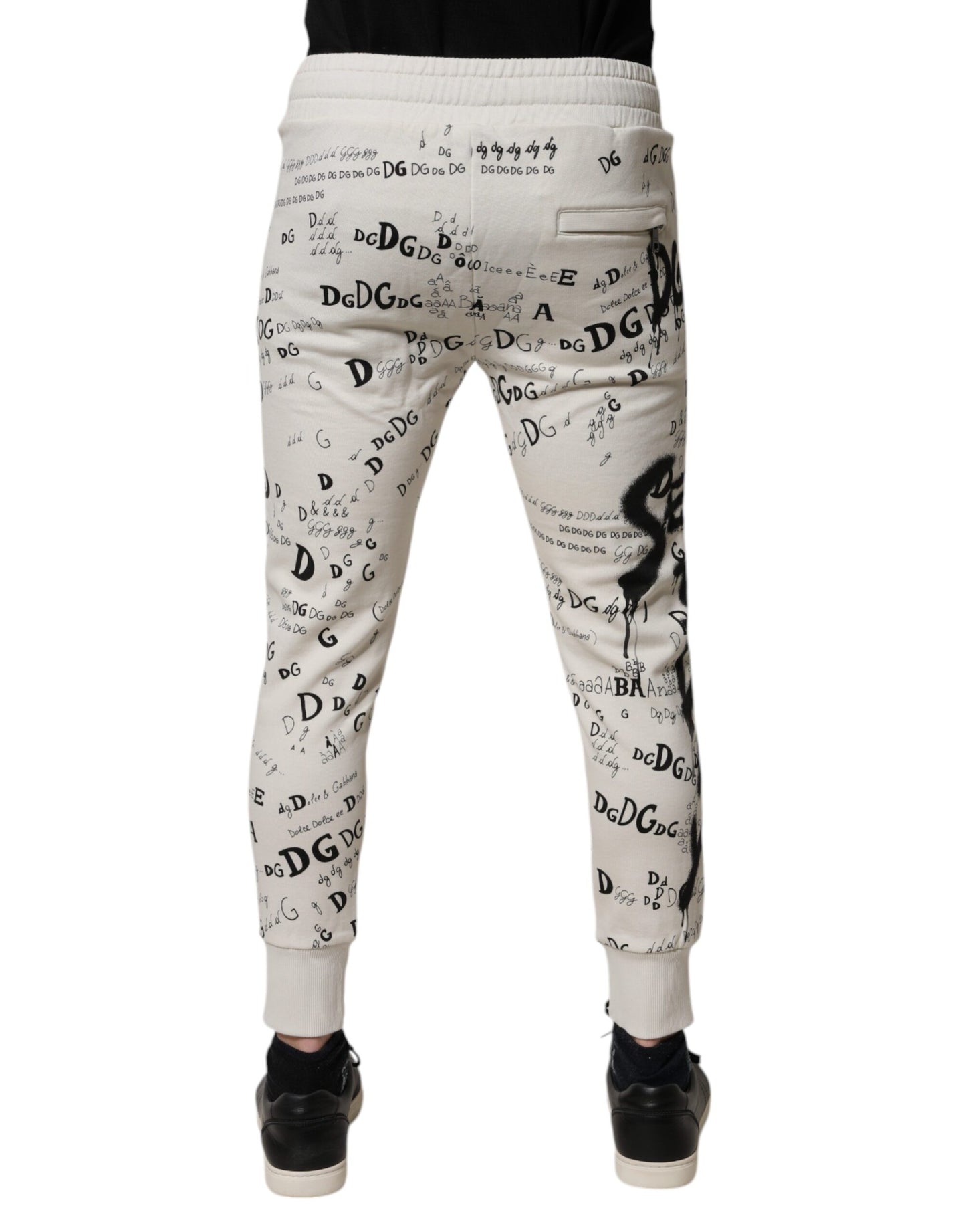 Dolce & Gabbana White Printed Cotton Jogger Sweatpants Pants by Dolce & Gabbana