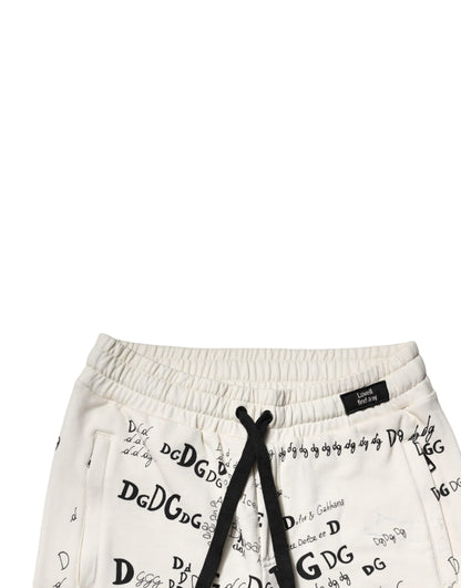 Dolce & Gabbana White Printed Cotton Jogger Sweatpants Pants by Dolce & Gabbana