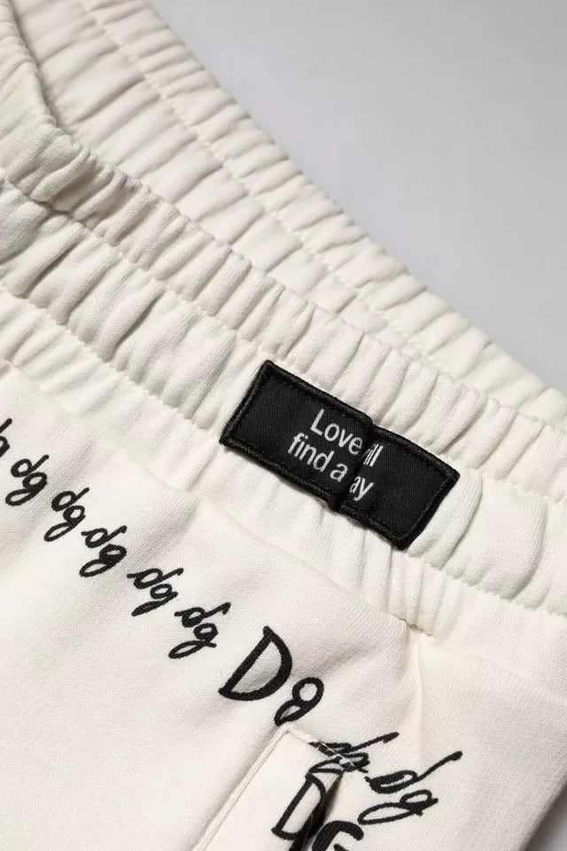 Dolce & Gabbana White Printed Cotton Jogger Sweatpants Pants by Dolce & Gabbana