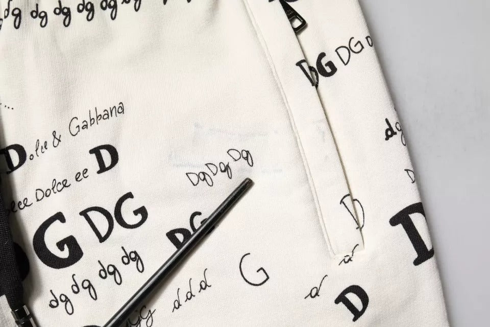 Dolce & Gabbana White Printed Cotton Jogger Sweatpants Pants by Dolce & Gabbana