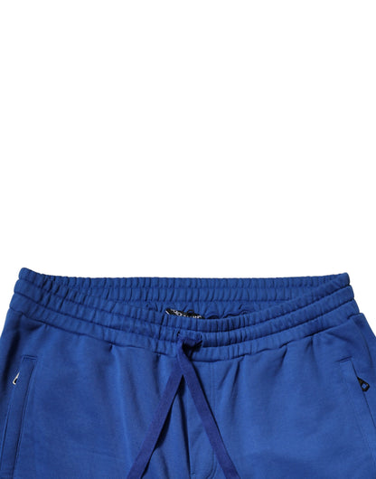 Dolce & Gabbana Blue Cotton Jogger Mid Waist Pants by Dolce & Gabbana