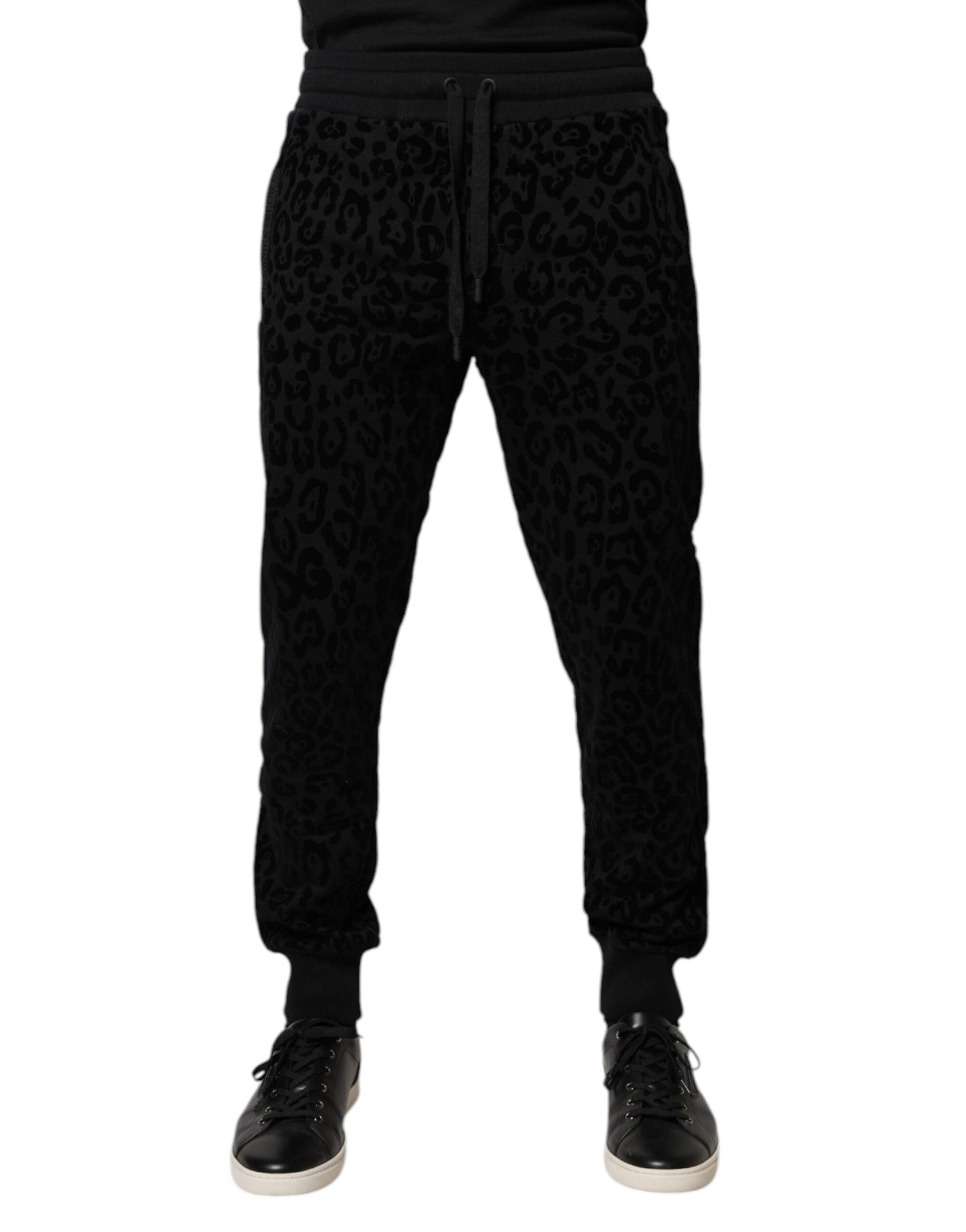 Dolce & Gabbana Black Leopard Cotton Jogger Sweatpants Pants by Dolce & Gabbana
