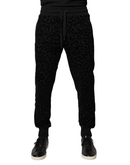 Dolce & Gabbana Black Leopard Cotton Jogger Sweatpants Pants by Dolce & Gabbana
