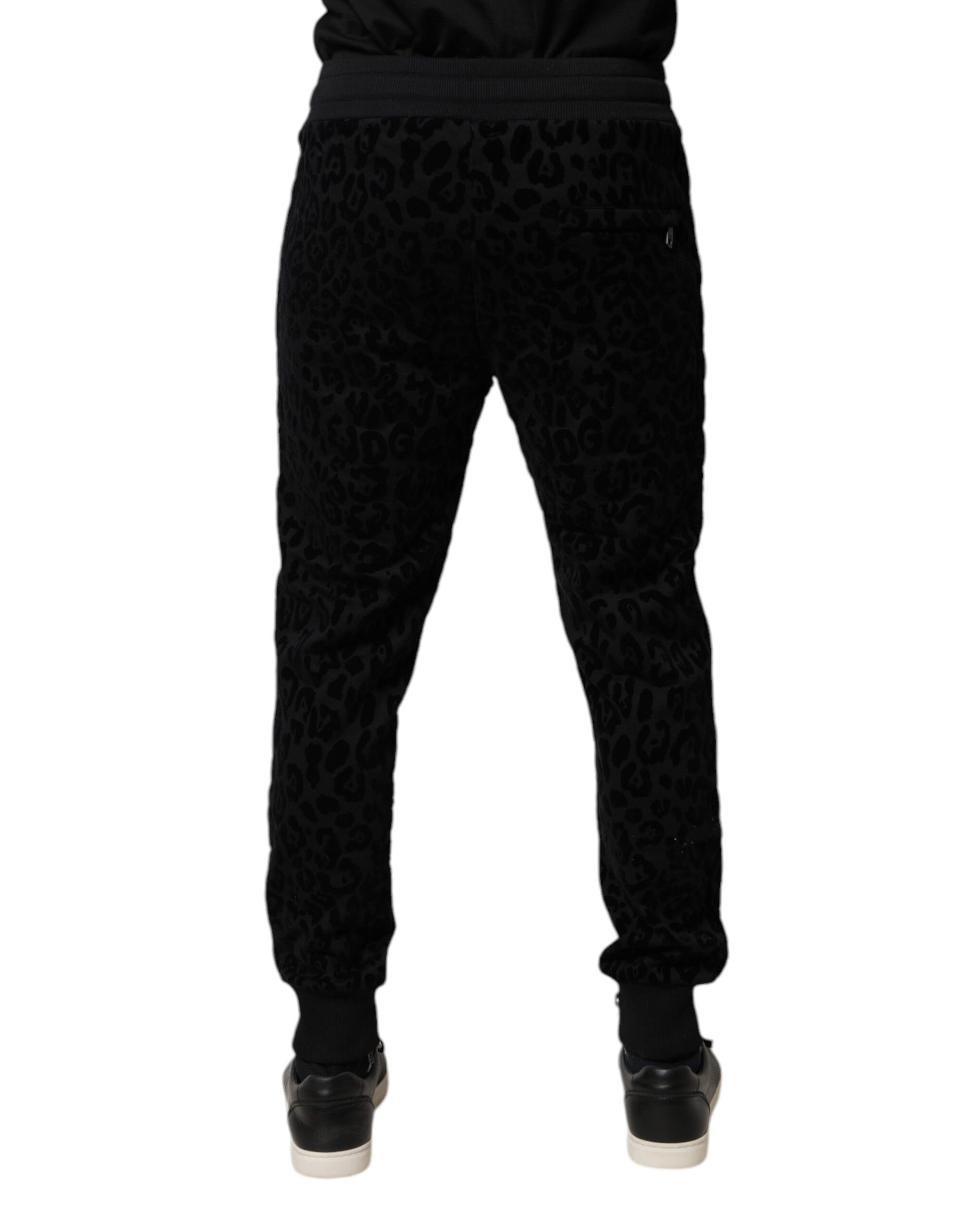 Dolce & Gabbana Black Leopard Cotton Jogger Sweatpants Pants by Dolce & Gabbana