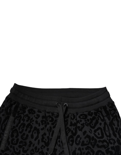 Dolce & Gabbana Black Leopard Cotton Jogger Sweatpants Pants by Dolce & Gabbana
