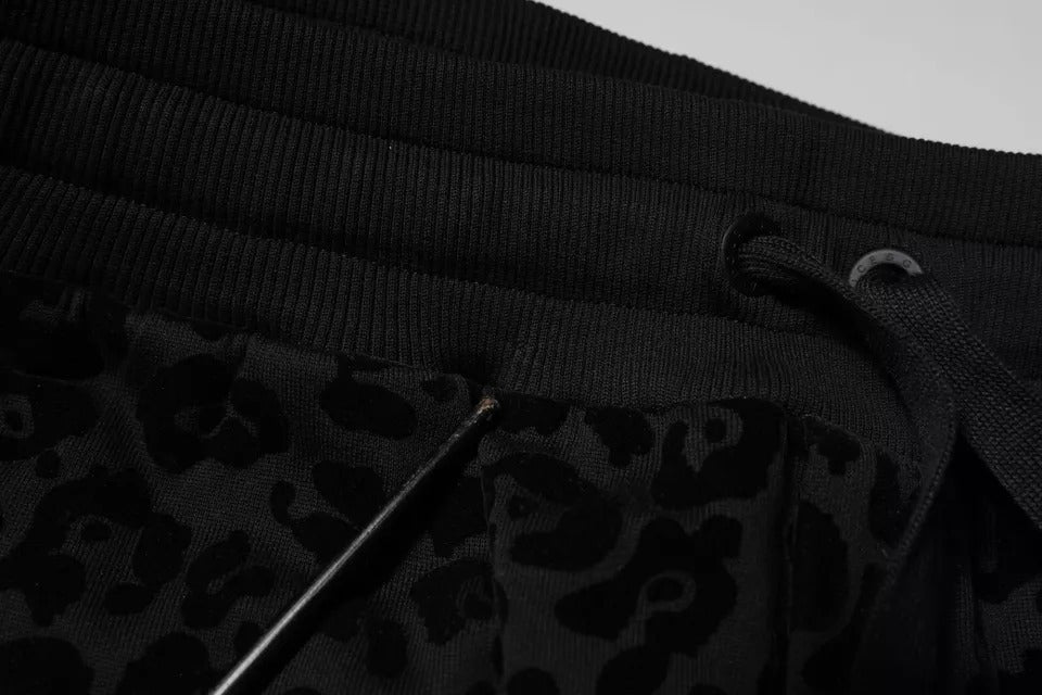 Dolce & Gabbana Black Leopard Cotton Jogger Sweatpants Pants by Dolce & Gabbana
