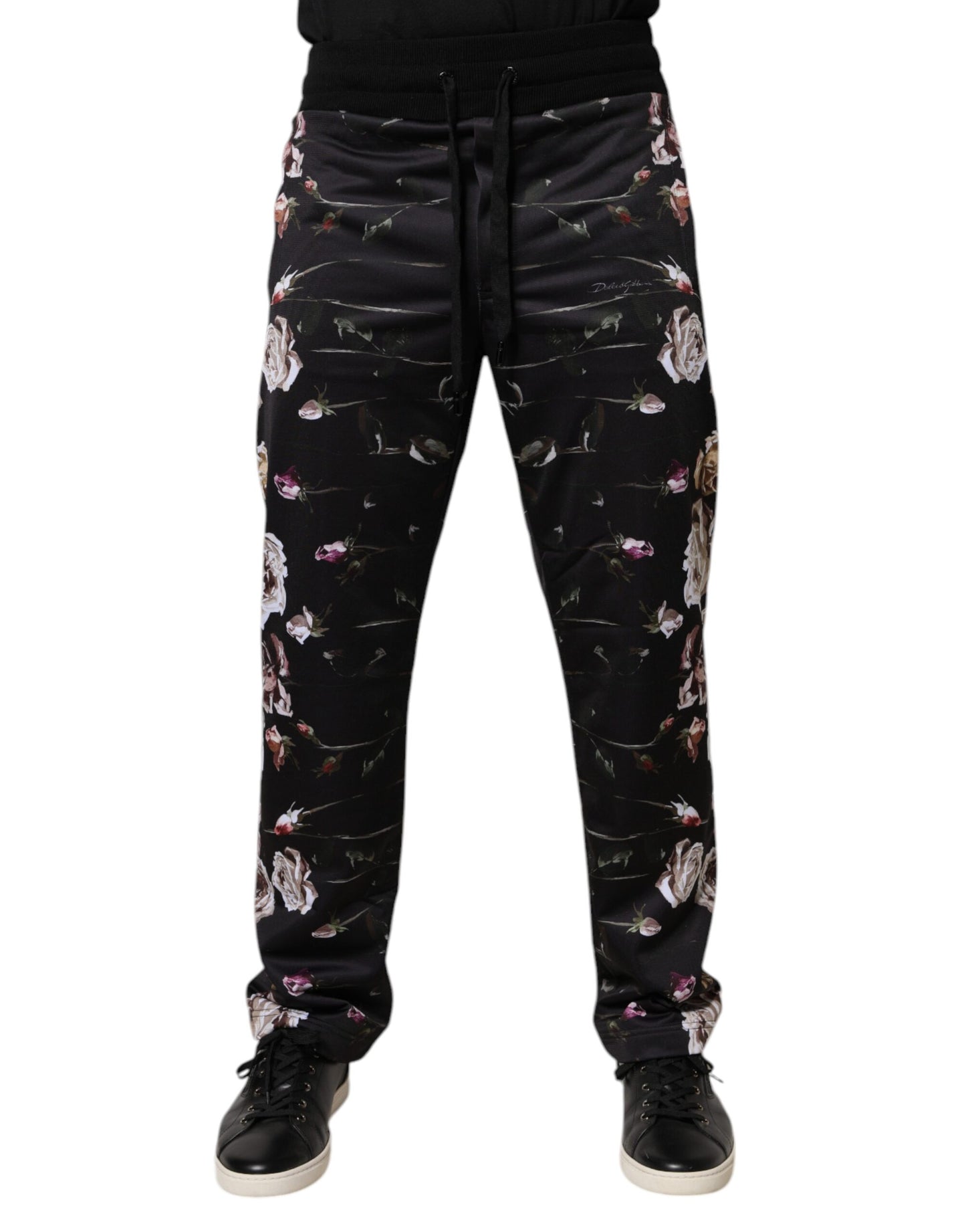Dolce & Gabbana Black Floral Polyester Jogger Pants by Dolce & Gabbana