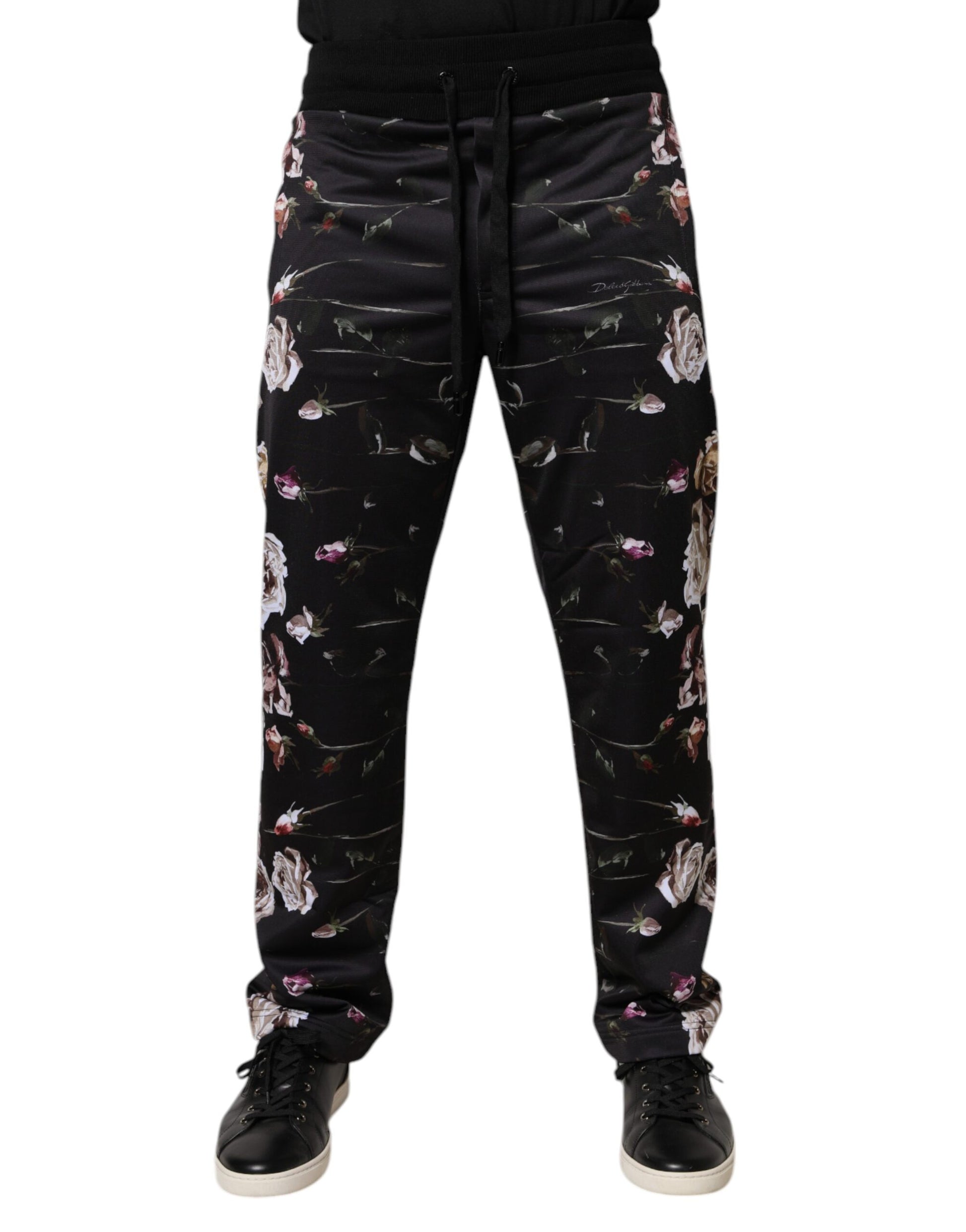 Dolce & Gabbana Black Floral Polyester Jogger Pants by Dolce & Gabbana
