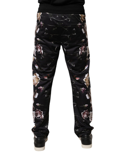 Dolce & Gabbana Black Floral Polyester Jogger Pants by Dolce & Gabbana