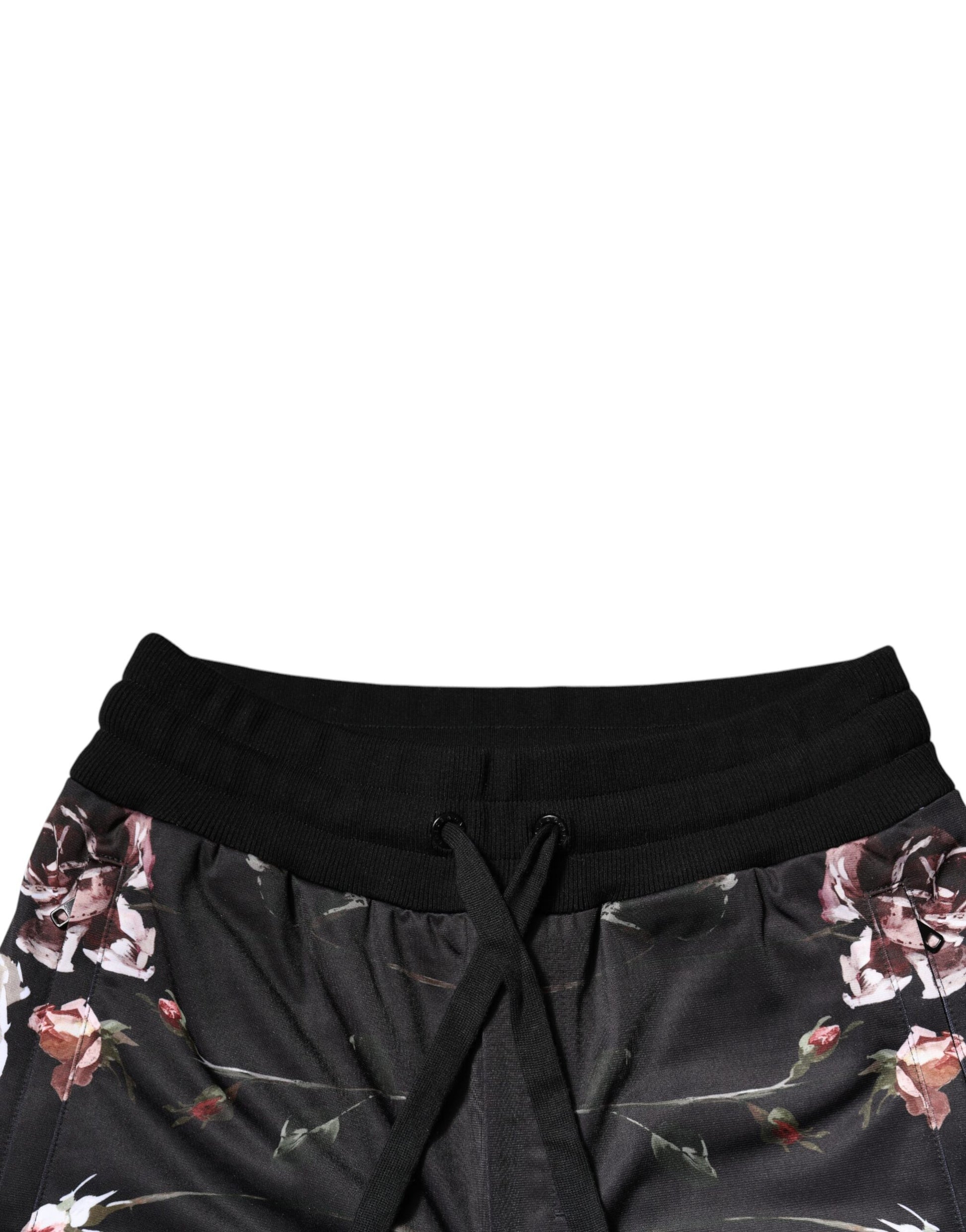 Dolce & Gabbana Black Floral Polyester Jogger Pants by Dolce & Gabbana