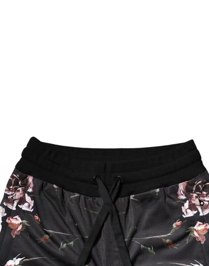 Dolce & Gabbana Black Floral Polyester Jogger Pants by Dolce & Gabbana