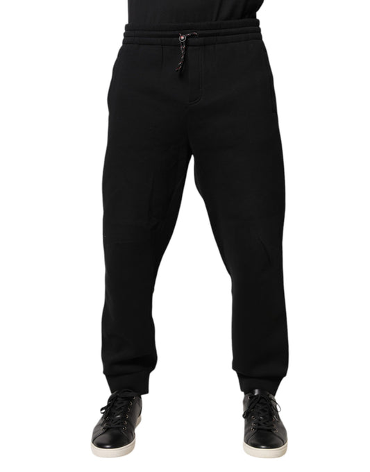 Dolce & Gabbana Black Logo Patch CottonJogger Sweatpants Pants by Dolce & Gabbana