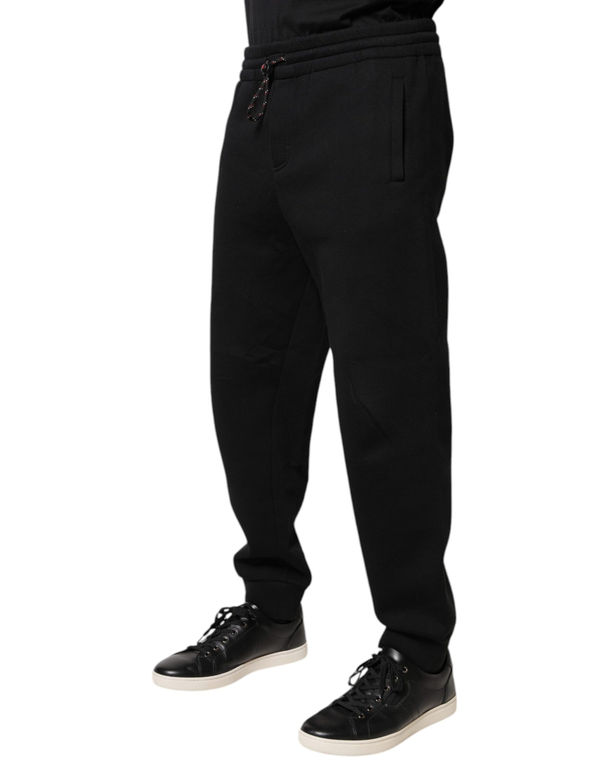 Dolce & Gabbana Black Logo Patch CottonJogger Sweatpants Pants by Dolce & Gabbana