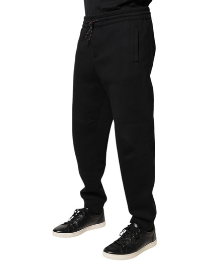 Dolce & Gabbana Black Logo Patch CottonJogger Sweatpants Pants by Dolce & Gabbana