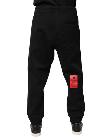 Dolce & Gabbana Black Logo Patch CottonJogger Sweatpants Pants by Dolce & Gabbana