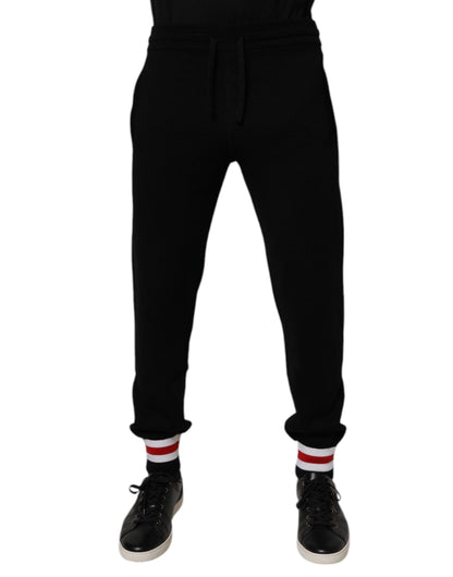 Dolce & Gabbana Black Wool Mid Waist Jogger Sweatpants Pants by Dolce & Gabbana