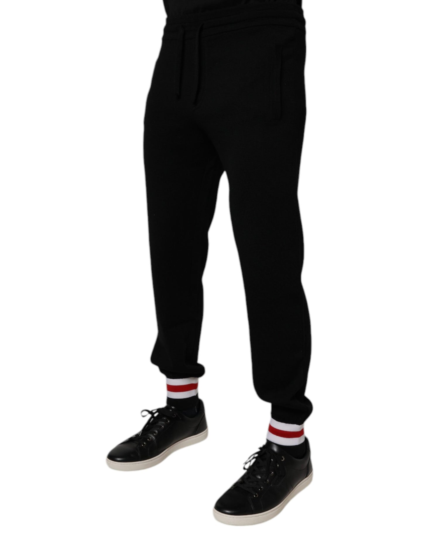 Dolce & Gabbana Black Wool Mid Waist Jogger Sweatpants Pants by Dolce & Gabbana