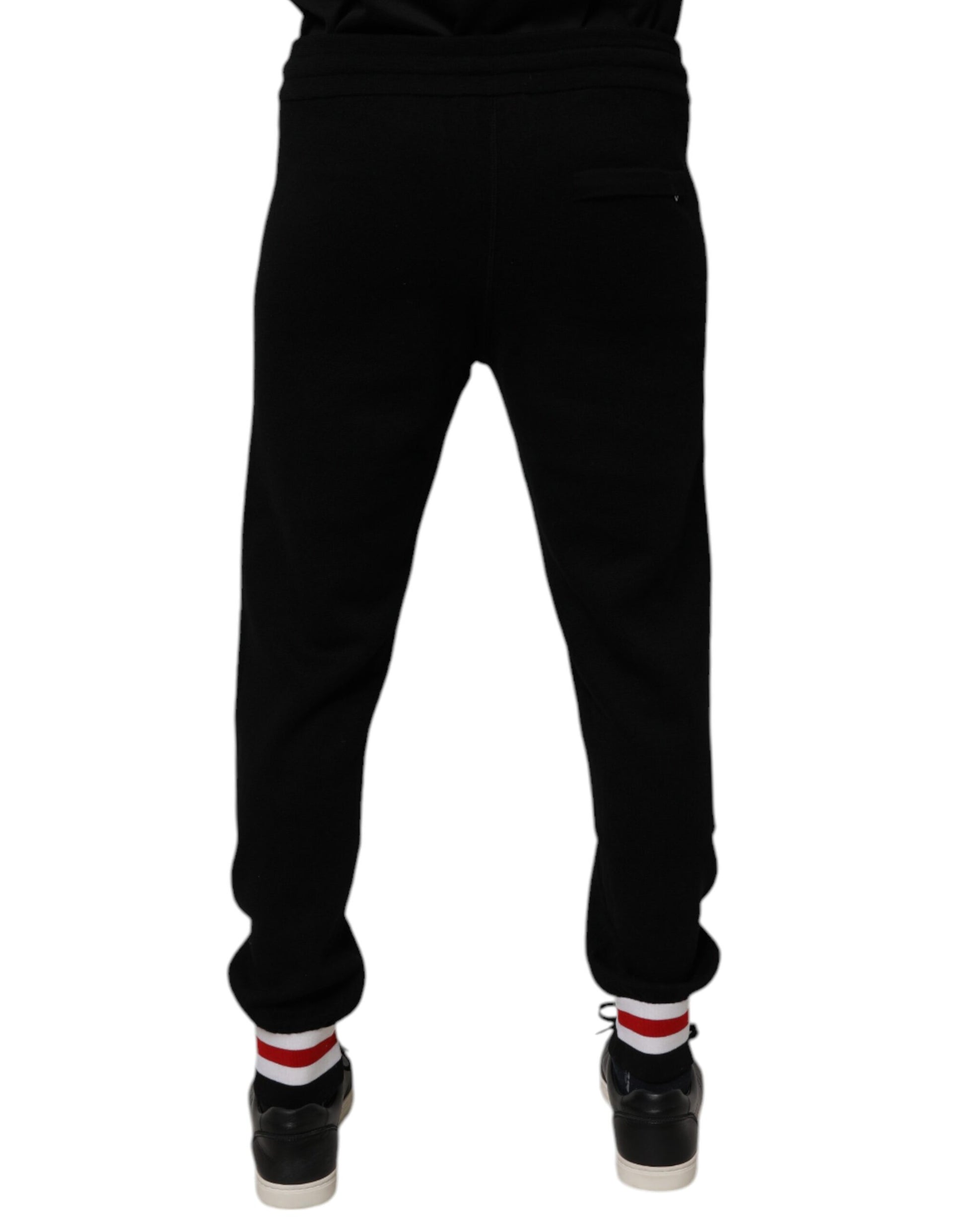 Dolce & Gabbana Black Wool Mid Waist Jogger Sweatpants Pants by Dolce & Gabbana