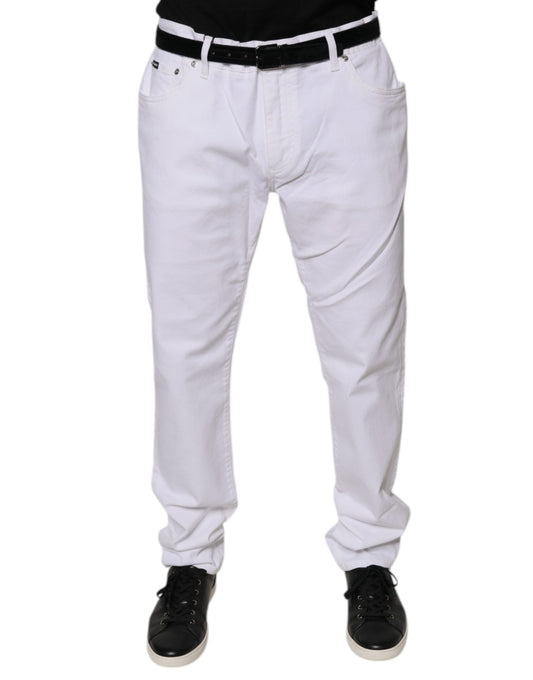 Dolce & Gabbana White Cotton Stretch Skinny Men Denim Jeans by Dolce & Gabbana