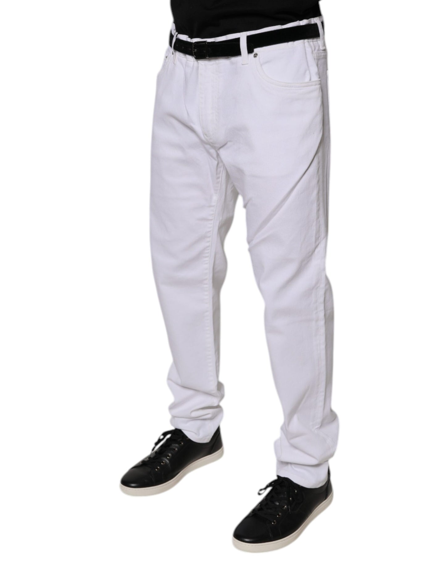 Dolce & Gabbana White Cotton Stretch Skinny Men Denim Jeans by Dolce & Gabbana